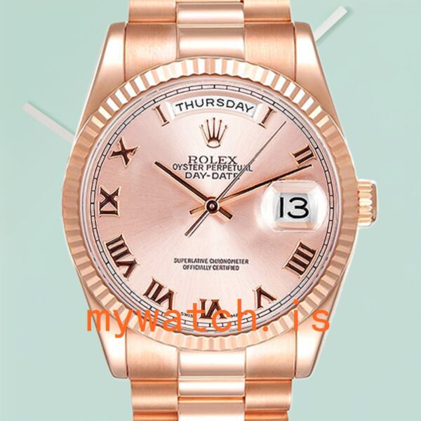 Rolex Day-Date Mens 36mm 118235F-0001 Rose Gold-tone Rose Gold Dial: Genuine vs. Replica